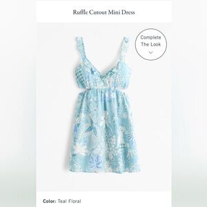 Abercrombie Teal Floral Ruffle Cutout Mini Dress